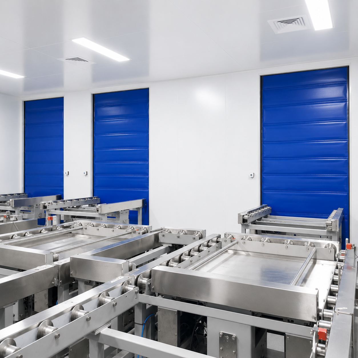 Double automatic cold storage door installation