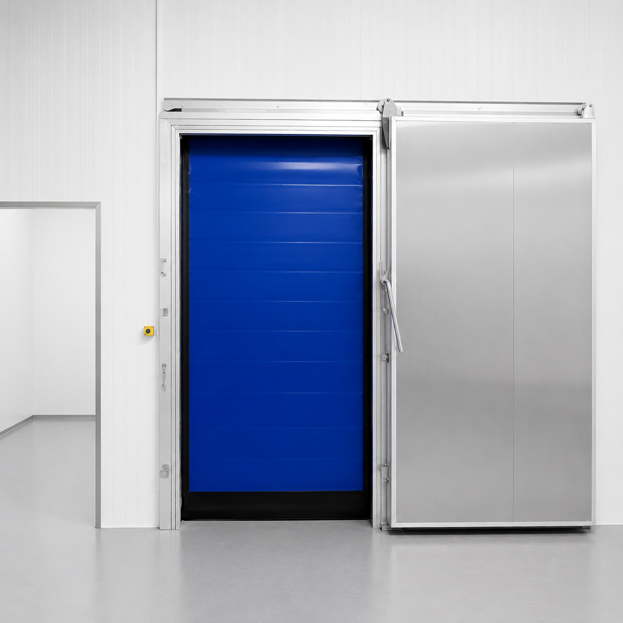 High speed freezer doors installed in a cold storage room