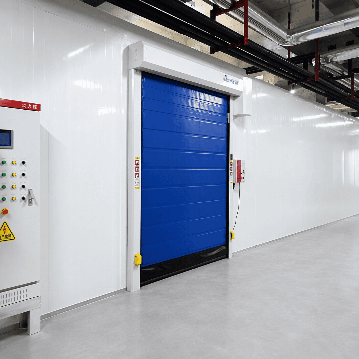 Front view of high speed cold storage doors