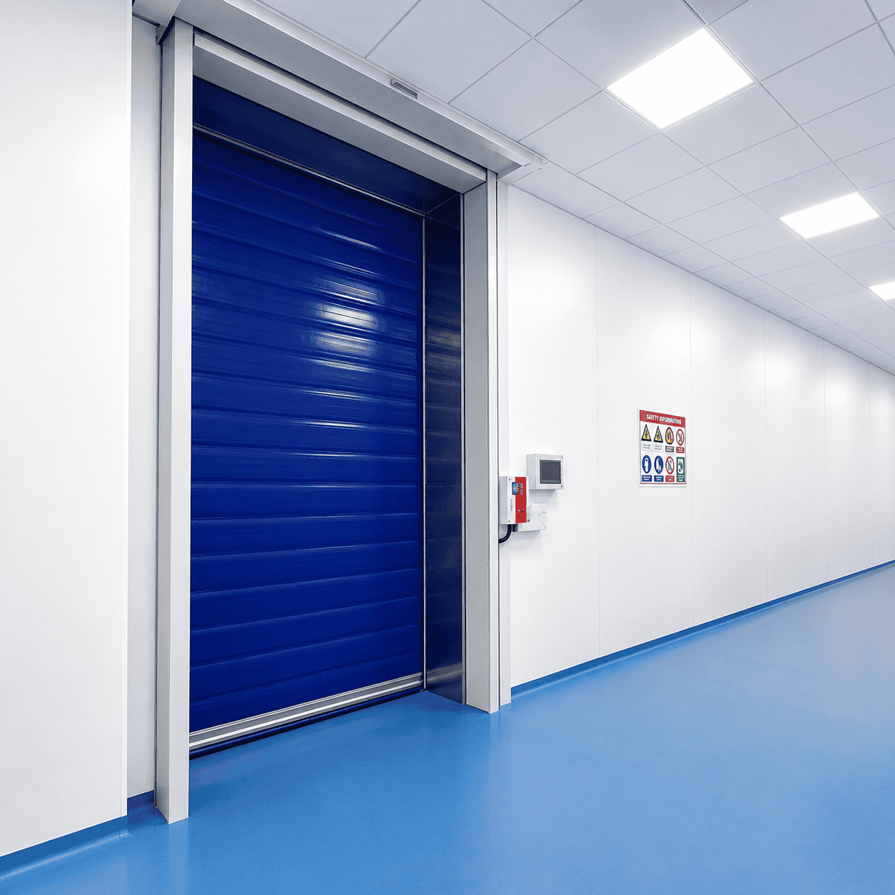High speed door for cold storage logistics corridor