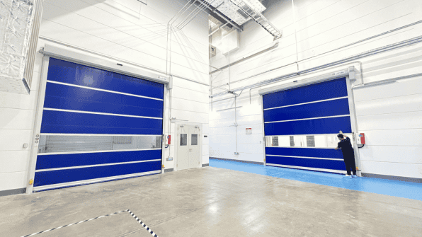 High-speed industrial door in warehouse logistics project