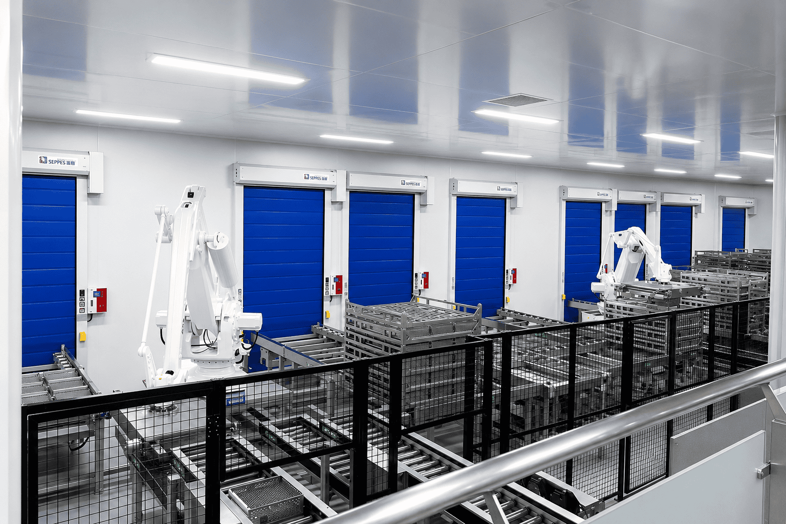 Brush sealed track on cold storage high speed doors