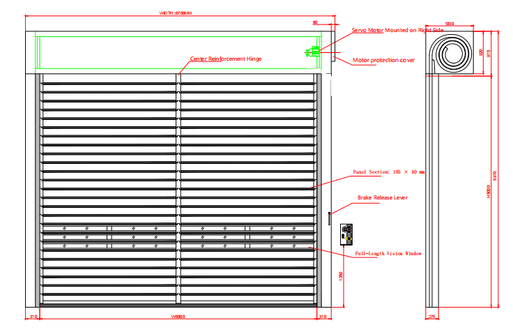 Industrial door installation and interface drawing